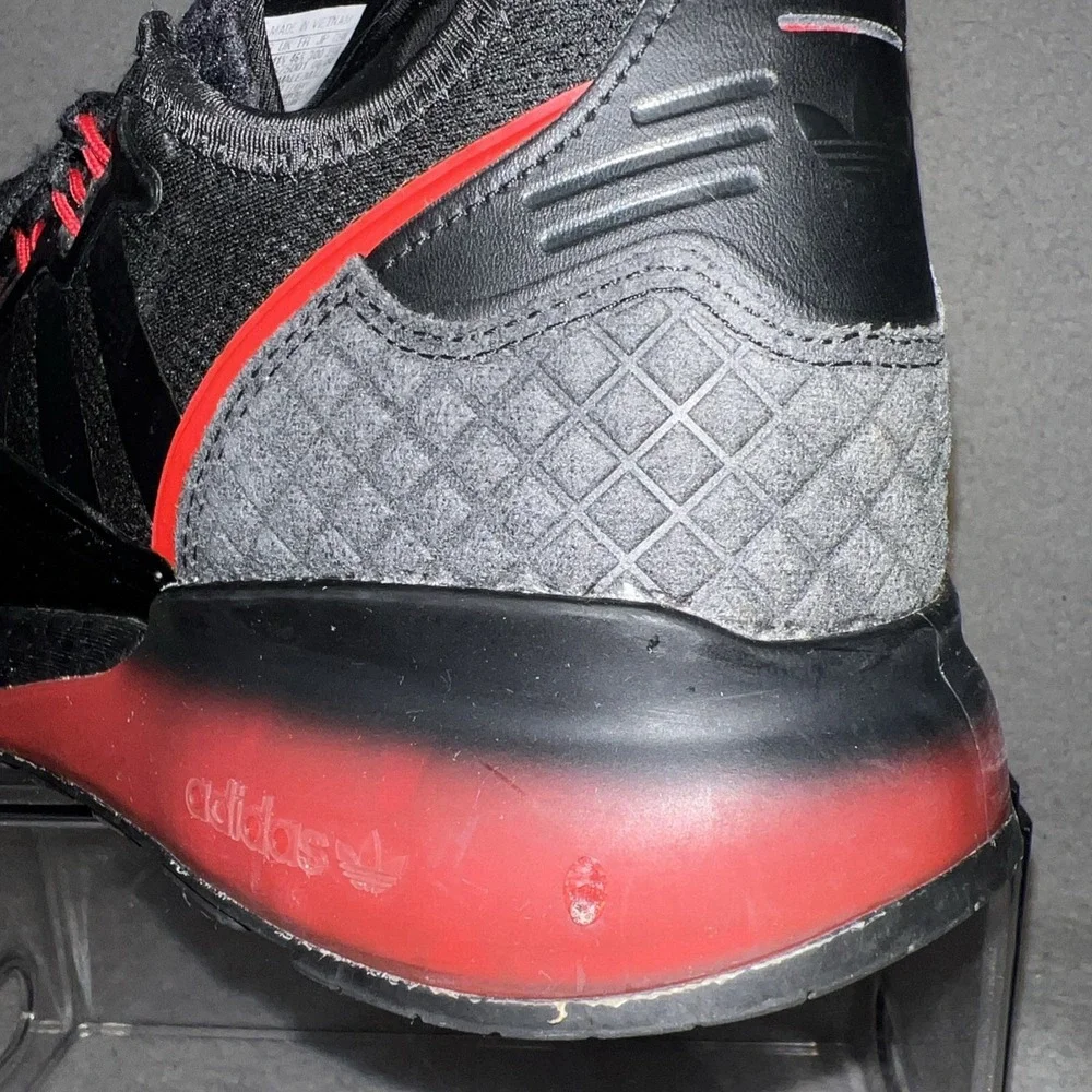 adidas ZX 2K Boost Sneakers Men's Sz 12 Black Red Lace Up Running Shoes FZ4641